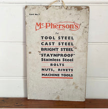 Load image into Gallery viewer, Vintage Hardware Advertisement McPherson’s Tapers and Angles Nuts Bolts