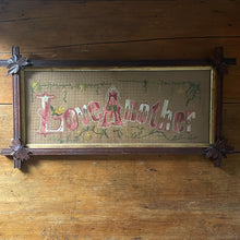 Load image into Gallery viewer, Victorian-Era Perforated Paper Needlework in Folk Art Frame Love One Another
