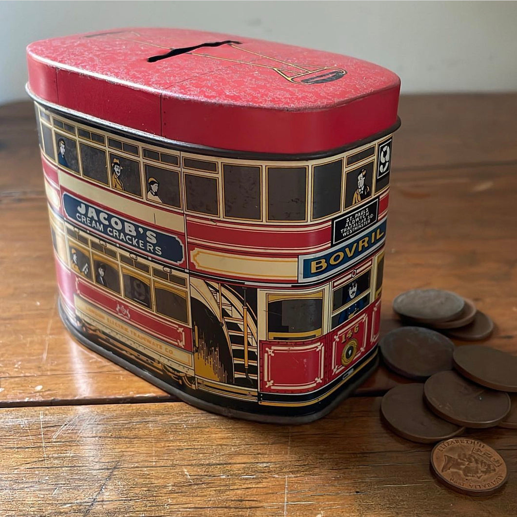 British Made Tin Money Box Bovril,  Coleman’s Mustard