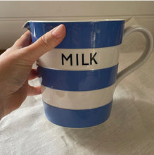 Load image into Gallery viewer, Cornishware TG Green Milk Jug Blue &amp; White Stripe Ceramic Pitcher
