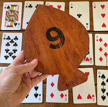 Load image into Gallery viewer, Vintage Game Paddle Card Suit Spade 9 Nine
