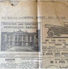 Load image into Gallery viewer, Antique Newspaper The Bendigo Advertiser 1922
