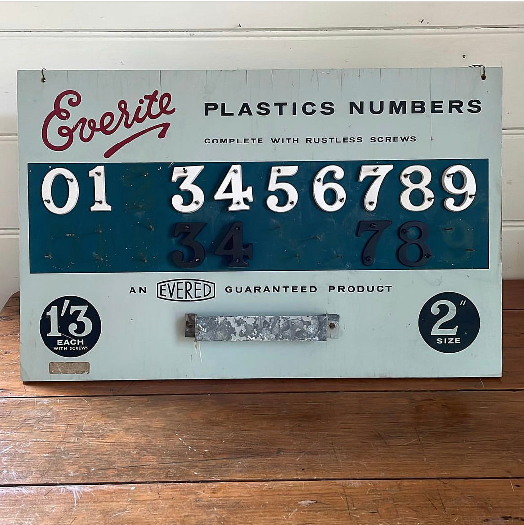 Vintage Everite Plastics Numbers Display Shop Counter Advertising