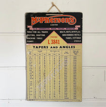 Load image into Gallery viewer, Vintage Hardware Advertisement McPherson’s Tapers and Angles Nuts Bolts
