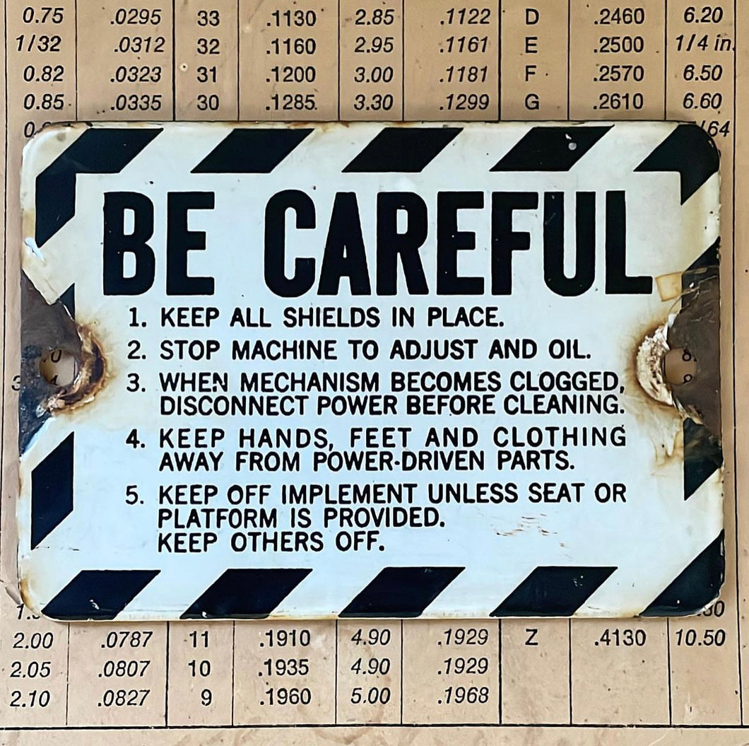 Vintage Enamel Safety Sign Machinery Plaque