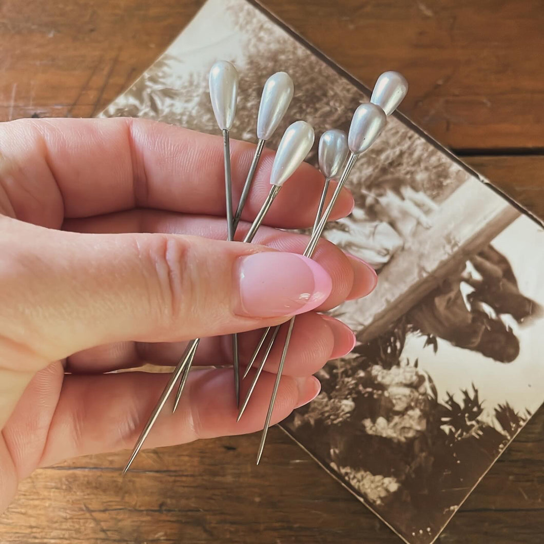 Vintage Hat Pins with Pearl Beads