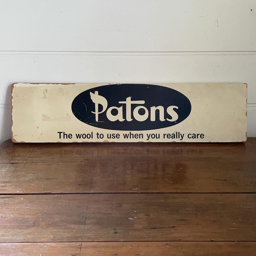 Vintage Patons Wool Sign Shop Display Advertising