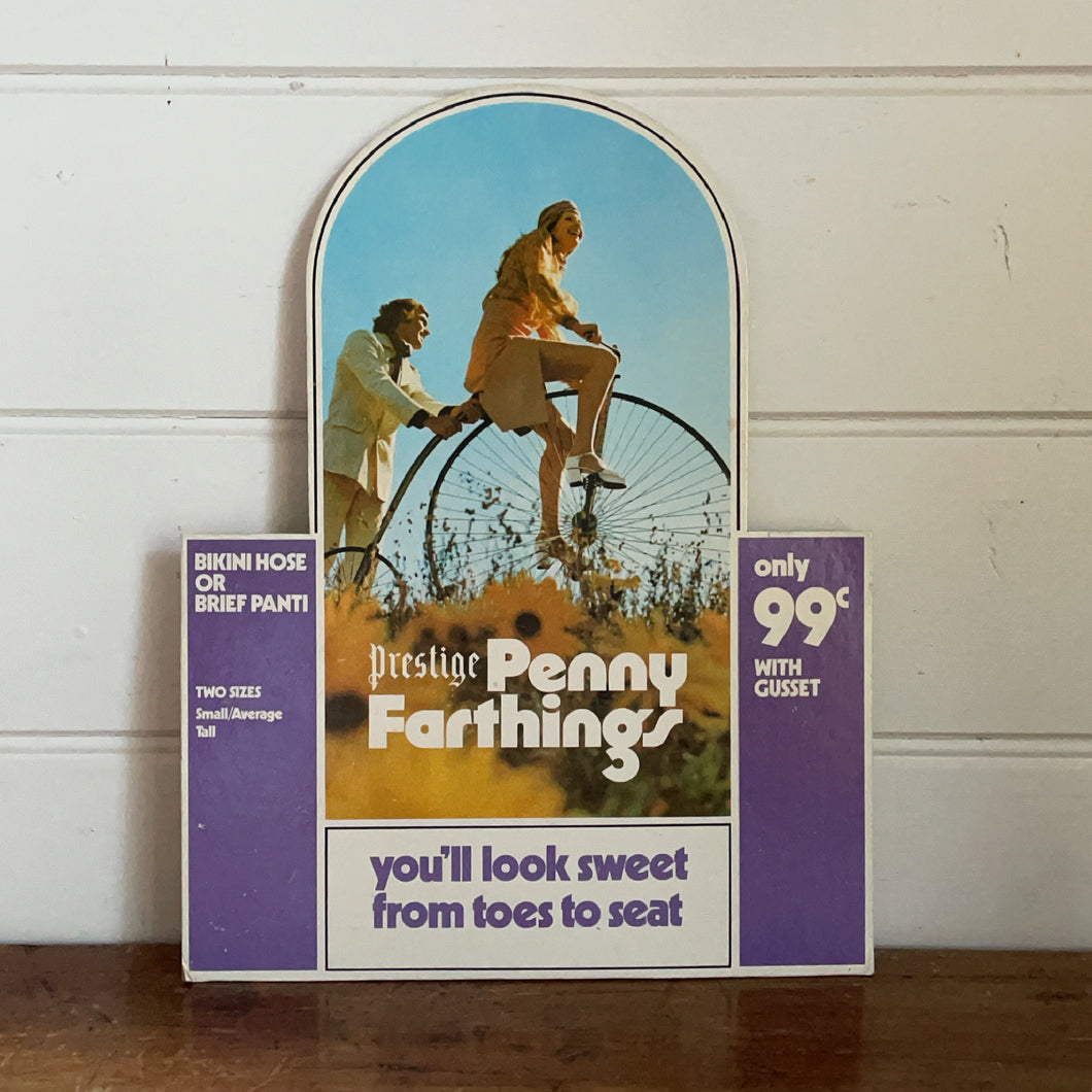 Vintage Advertising Sign Prestige Penny Farthings Pantyhose