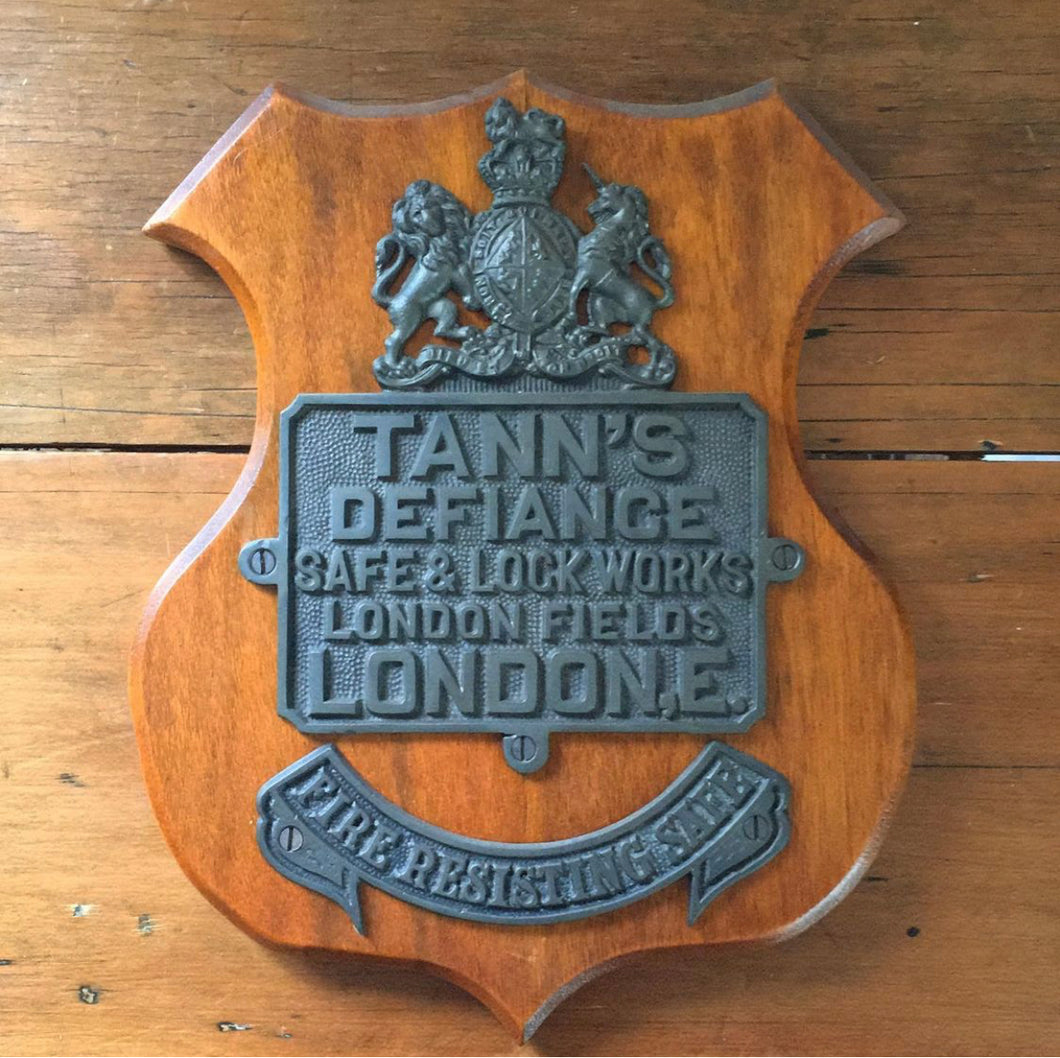 Vintage Tann’s Reliance Safe Shield Plaque