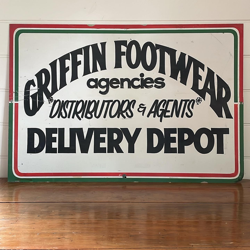 Old Sign Metal Footwear Business Shop Display Vintage